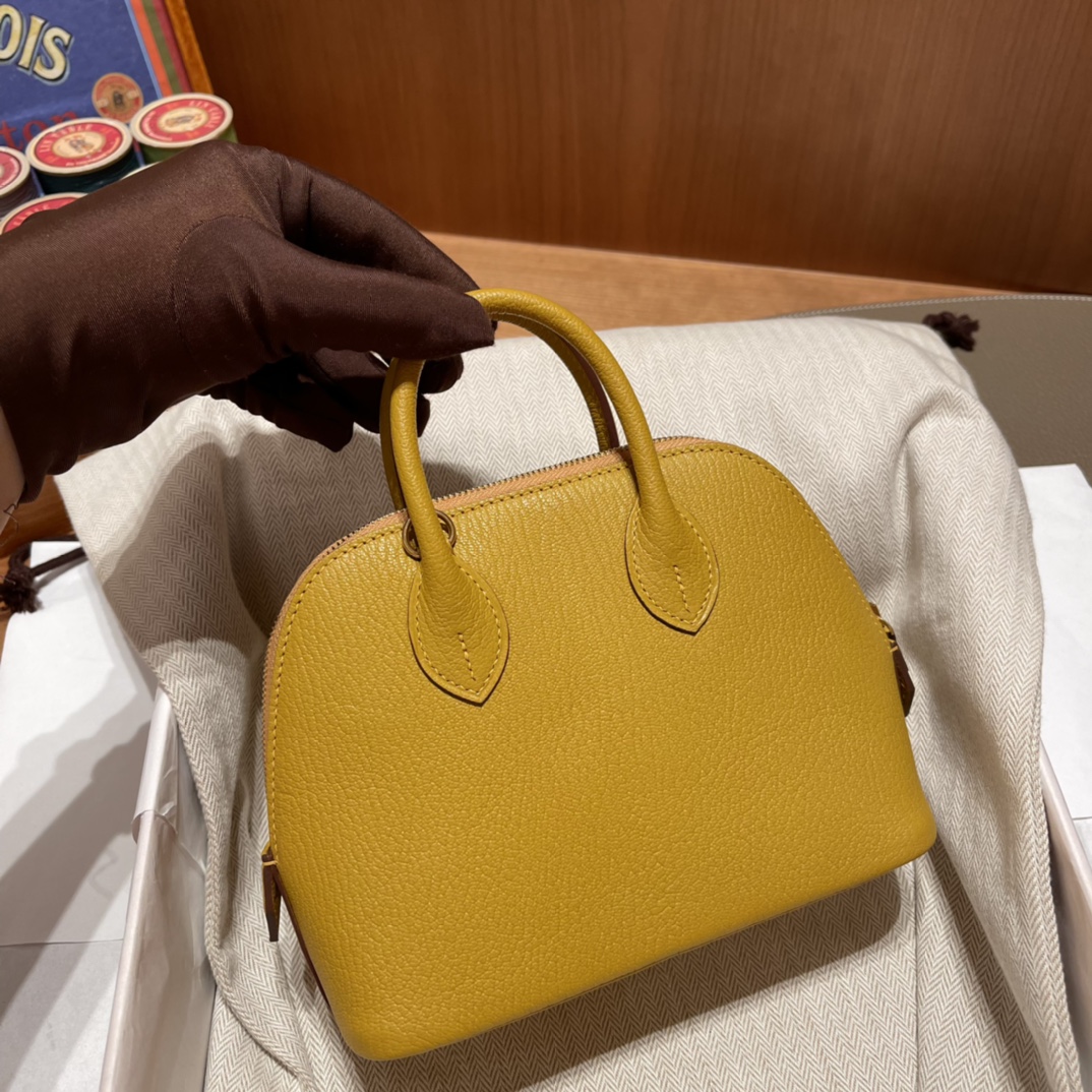 에르메스 미니 볼리드18 앰버 옐로우 금장 염소가죽